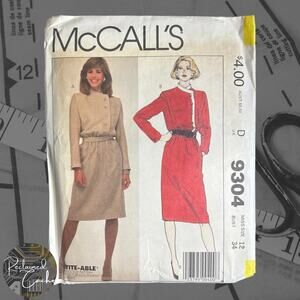 McCall's 9304 Misses' Dress and Belt Pattern - Size 12; Bust 34